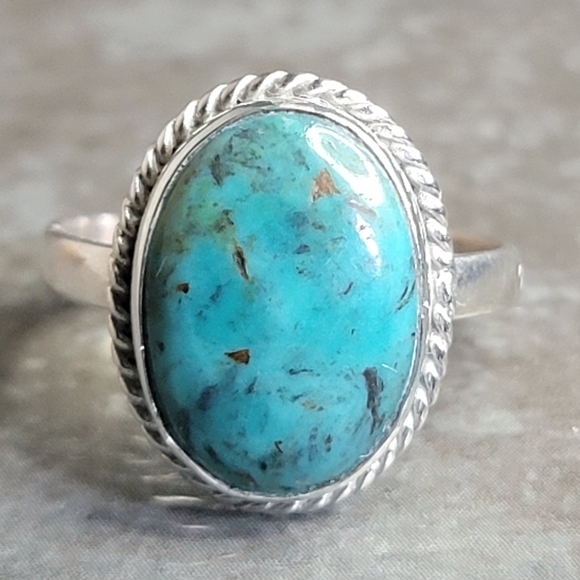 Vintage Jewelry - Native Tibetan Turquoise Gemstone Ring Womens Size 7 Sterling Silver Jew…